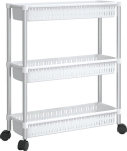 vidaXL - Opbergtrolley - 3 - laags - aluminium - zilverkleurig - en - wit