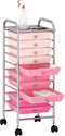 vidaXL - Opbergtrolley - met - 10 - lades - mobiel - kunststof - ombre - roze