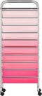 vidaXL - Opbergtrolley - met - 10 - lades - mobiel - kunststof - ombre - roze
