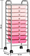 vidaXL - Opbergtrolley - met - 10 - lades - mobiel - kunststof - ombre - roze