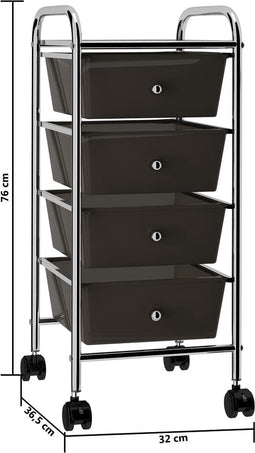 vidaXL - Opbergtrolley - met - 10 - lades - mobiel - kunststof - meerkleurig