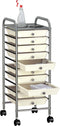 vidaXL - Opbergtrolley - met - 10 - lades - mobiel - kunststof - wit