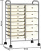 vidaXL - Opbergtrolley - met - 15 - lades - mobiel - XXL - kunststof - wit