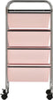 vidaXL - Opbergtrolley - met - 4 - lades - mobiel - kunststof - roze