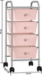 vidaXL - Opbergtrolley - met - 4 - lades - mobiel - kunststof - roze