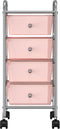 vidaXL - Opbergtrolley - met - 4 - lades - mobiel - kunststof - roze