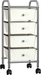 vidaXL - Opbergtrolley - met - 4 - lades - mobiel - kunststof - wit