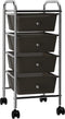 vidaXL - Opbergtrolley - met - 4 - lades - mobiel - kunststof - wit