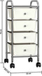vidaXL - Opbergtrolley - met - 4 - lades - mobiel - kunststof - wit