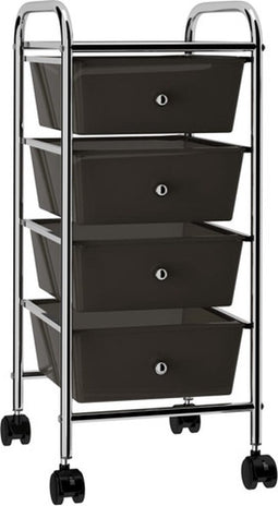 vidaXL - Opbergtrolley - met - 4 - lades - mobiel - kunststof - zwart