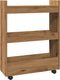 vidaXL - Opbergtrolley - smal - 3-laags - bewerkt - hout - artisanaal - eikenkleurig
