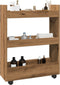 vidaXL - Opbergtrolley - smal - 3-laags - bewerkt - hout - artisanaal - eikenkleurig