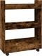 vidaXL - Opbergtrolley - smal - 3-laags - bewerkt - hout - gerookt - eikenkleurig