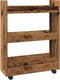 vidaXL - Opbergtrolley - smal - 3-laags - bewerkt - hout - oud - houtkleurig