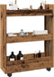 vidaXL - Opbergtrolley - smal - 3-laags - bewerkt - hout - oud - houtkleurig