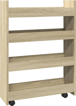 vidaXL - Opbergtrolley - smal - 4-laags - bewerkt - hout - sonoma - eikenkleurig