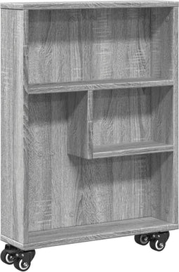 vidaXL - Opbergtrolley - smal - 48x13x68 - cm - bewerkt - hout - grijs - sonoma - eiken