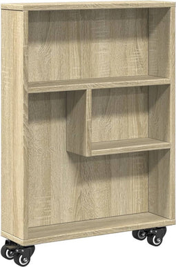 vidaXL - Opbergtrolley - smal - 48x13x68 - cm - bewerkt - hout - sonoma - eikenkleurig