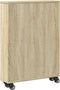 vidaXL - Opbergtrolley - smal - 48x13x68 - cm - bewerkt - hout - sonoma - eikenkleurig