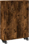 vidaXL - Opbergtrolley - smal - 48x13x68 - cm - bewerkt - hout - gerookt - eikenkleur