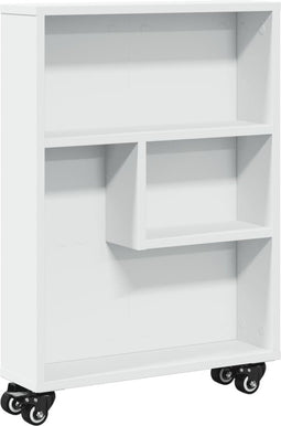 vidaXL - Opbergtrolley - smal - 48x13x68 - cm - bewerkt - hout - wit
