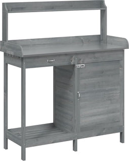 vidaXL - Oppottafel - met - kast - 110,5x45x124,5 - cm - massief - vurenhout - grijs