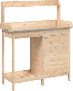 vidaXL - Oppottafel - met - kast - 110,5x45x124,5 - cm - massief - vurenhout