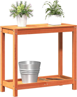 vidaXL - Oppottafel - met - schap - 82,5x35x75 - cm - massief - grenenhout - wasbruin