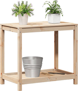 vidaXL - Oppottafel - met - schap - 82,5x50x75 - cm - massief - grenenhout