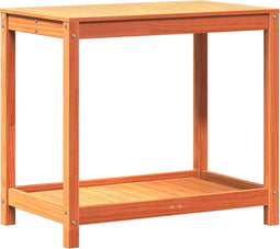 vidaXL - Oppottafel - met - schap - 82,5x50x75 - cm - massief - grenenhout - wasbruin