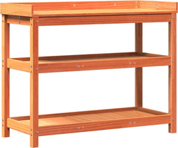 vidaXL - Oppottafel - met - schappen - 108x45x86,5 - cm - grenenhout - bruin