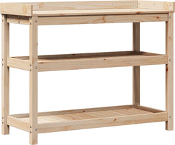 vidaXL - Oppottafel - met - schappen - 108x45x86,5 - cm - massief - grenenhout