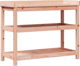 vidaXL - Oppottafel - met - schappen - 108x45x86,5 - cm - massief - douglashout