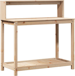 vidaXL - Oppottafel - met - schappen - 108x50x109,5 - cm - massief - grenenhout