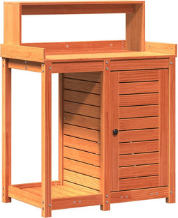 vidaXL - Oppottafel - met - schappen - 82,5x50x109,5 - cm - grenenhout - bruin