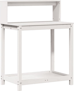 vidaXL - Oppottafel - met - schappen - 82,5x50x109,5 - cm - massief - grenenhout - wit