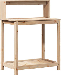 vidaXL - Oppottafel - met - schappen - 82,5x50x109,5 - cm - massief - grenenhout