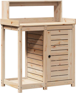 vidaXL - Oppottafel - met - schappen - 82,5x50x109,5 - cm - massief - grenenhout