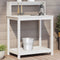 vidaXL - Oppottafel - met - schappen - 82,5x50x109,5 - cm - massief - grenenhout - wit