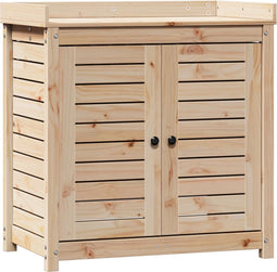 vidaXL - Oppottafel - met - schappen - 82,5x50x86,5 - cm - massief - grenenhout