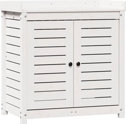 vidaXL - Oppottafel - met - schappen - 82,5x50x86,5 - cm - massief - grenenhout - wit