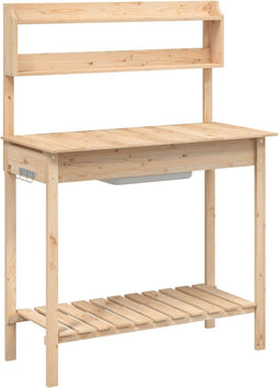 vidaXL - Oppottafel - met - spoelbak - 147,5x44x139,5 - cm - massief - vurenhout