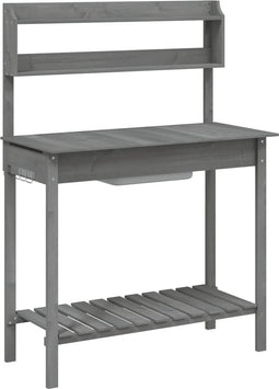 vidaXL - Oppottafel - met - spoelbak - 147,5x44x139,5 - cm - vurenhout - grijs