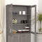 vidaXL - Opzetkast - HAMAR - 85x35x100 - cm - massief - grenenhout - lichtgrijs