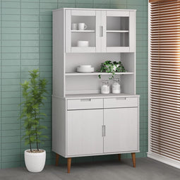 vidaXL - Opzetkast - MOLDE - 90x35x100 - cm - massief - grenenhout - wit