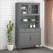 vidaXL - Opzetkast - MOLDE - 90x35x100 - cm - massief - grenenhout - grijs