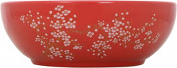 vidaXL - Opzetwasbak - rond - Φ41x14 - cm - keramiek - wit - en - rood