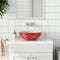 vidaXL - Opzetwasbak - rond - Φ41x14 - cm - keramiek - wit - en - rood
