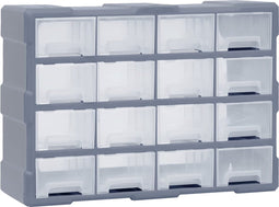 vidaXL - Organiser - met - 16 - medium - lades - 52x16x37 - cm