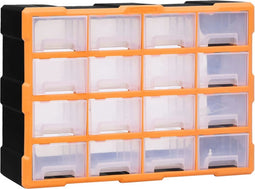 vidaXL - Organiser - met - 16 - medium - lades - 52x16x37 - cm
